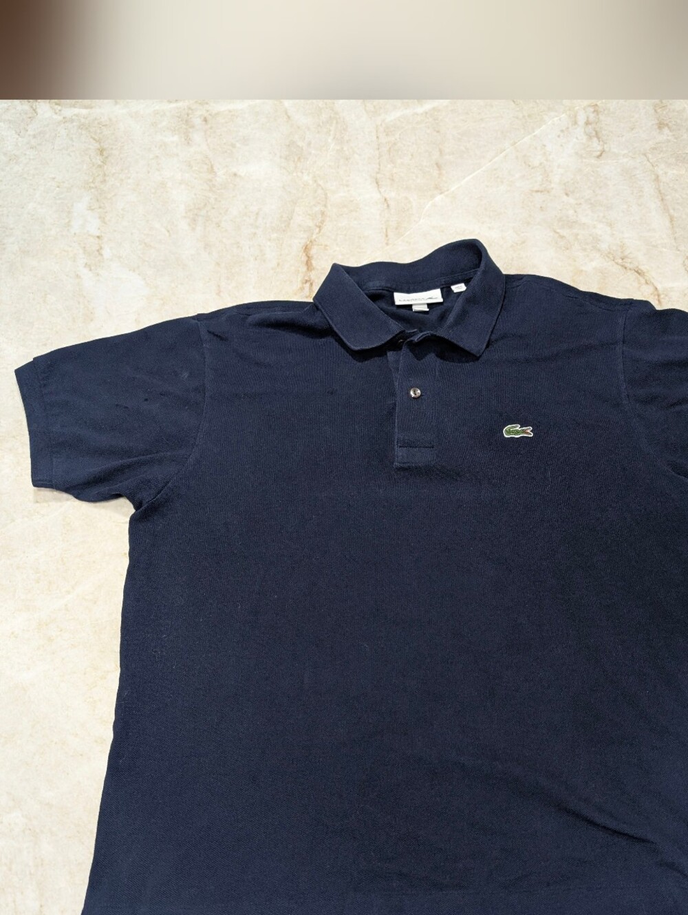 Lacoste Men's Navy Polo with Green Crocodile Logo